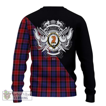 Graham of Menteith Red Tartan Ugly Sweater with Family Crest and Military Logo Style