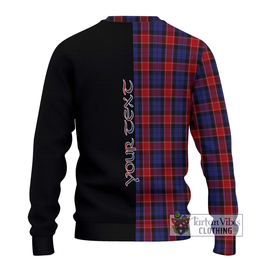 Graham of Menteith Red Tartan Knitted Sweater with Family Crest and Half Of Me Style - Tartanvibesclothing Shop