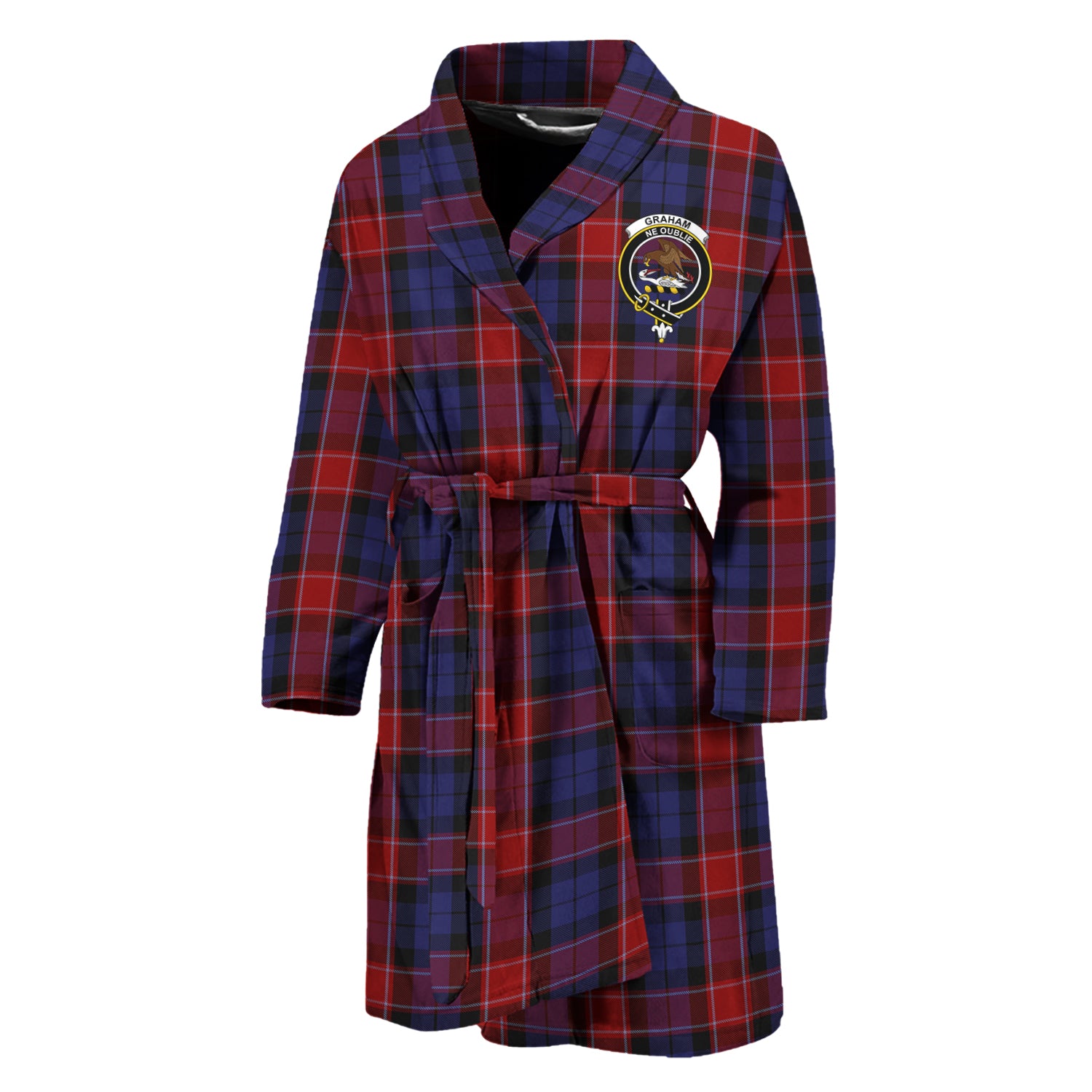 Graham of Menteith Red Tartan Bathrobe with Family Crest Unisex M - Tartan Vibes Clothing