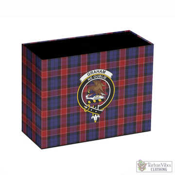 Graham of Menteith Red Tartan Pen Holder with Family Crest