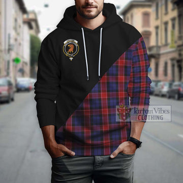 Graham of Menteith Red Tartan Hoodie with Family Crest and Military Logo Style