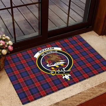 Graham of Menteith Red Tartan Door Mat with Family Crest