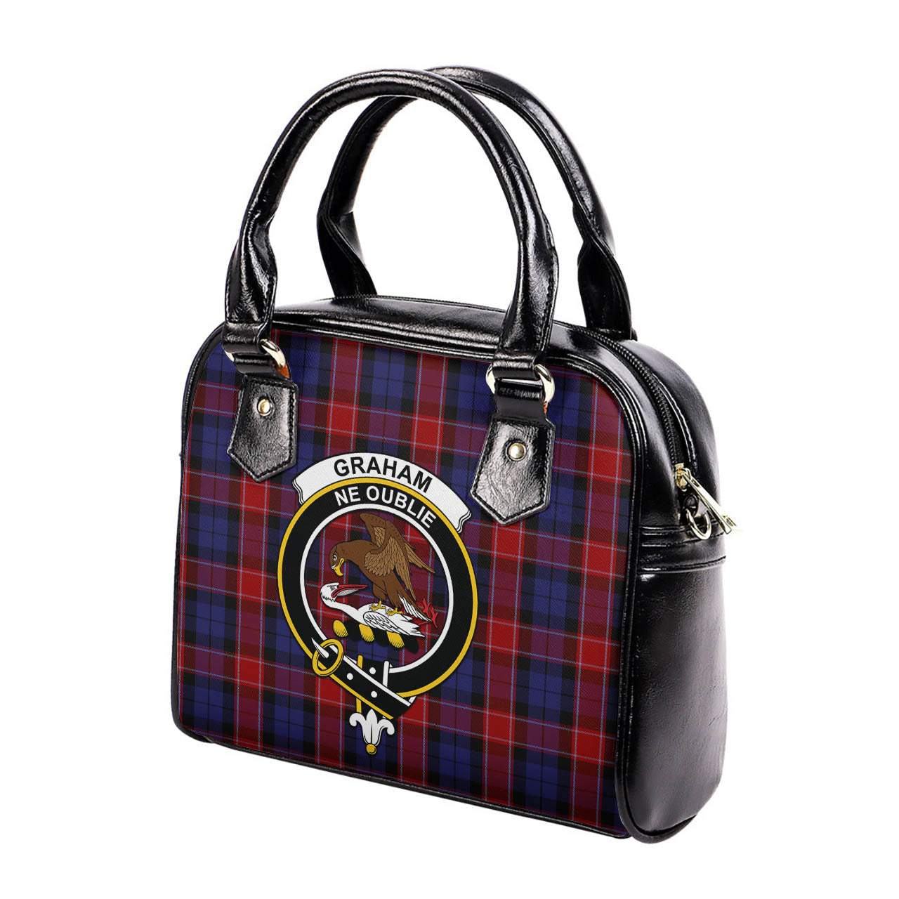 Graham of Menteith Red Tartan Shoulder Handbags with Family Crest - Tartanvibesclothing