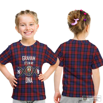 Graham of Menteith Red Tartan Kid T-Shirt with Family Crest DNA In Me Style