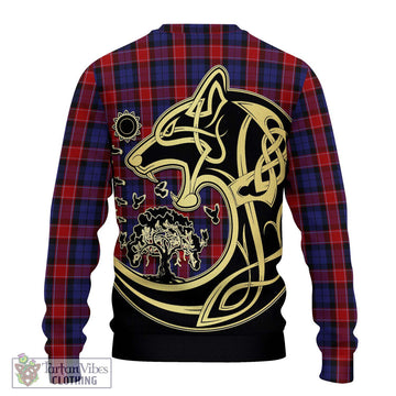 Graham of Menteith Red Tartan Ugly Sweater with Family Crest Celtic Wolf Style