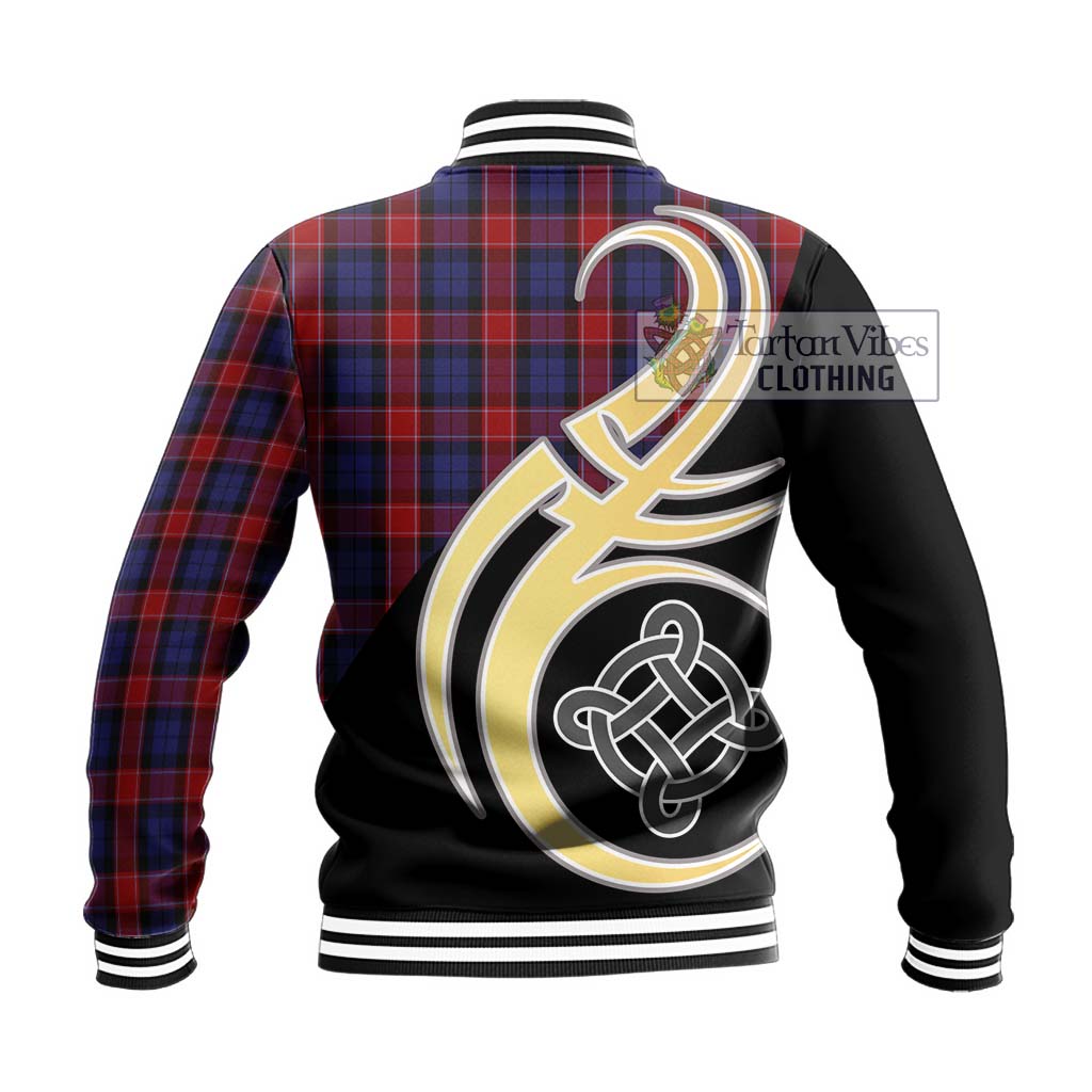 Graham of Menteith Red Tartan Baseball Jacket with Family Crest and Celtic Symbol Style - Tartan Vibes Clothing