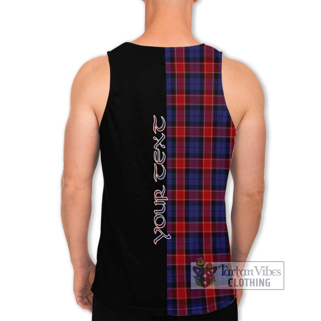 Graham of Menteith Red Tartan Men's Tank Top with Family Crest and Half Of Me Style - Tartanvibesclothing Shop