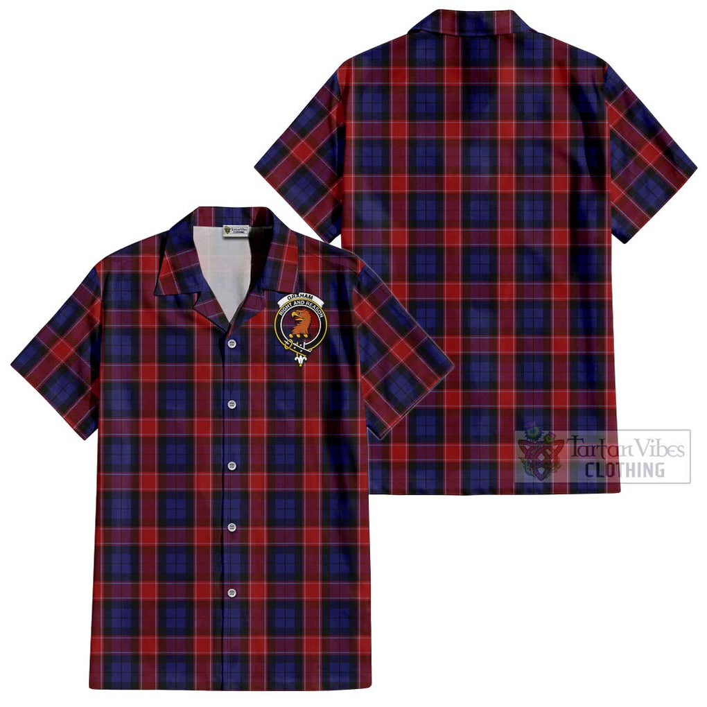 Graham of Menteith Red Tartan Cotton Hawaiian Shirt with Family Crest Kid - Tartan Vibes Clothing