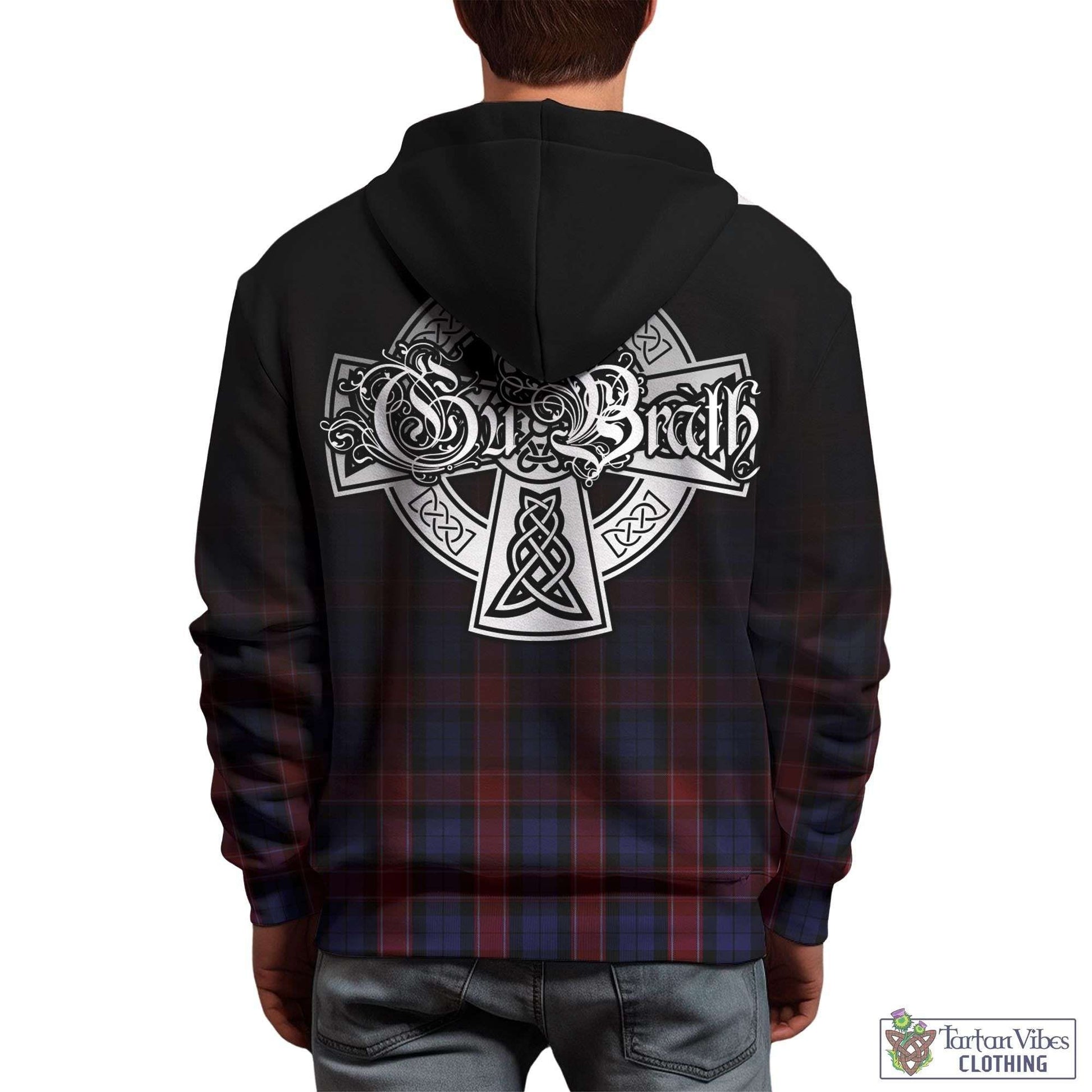 Tartan Vibes Clothing Graham of Menteith Red Tartan Hoodie Featuring Alba Gu Brath Family Crest Celtic Inspired