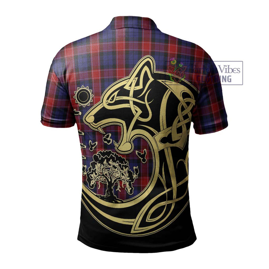 Graham of Menteith Red Tartan Polo Shirt with Family Crest Celtic Wolf Style - Tartanvibesclothing Shop