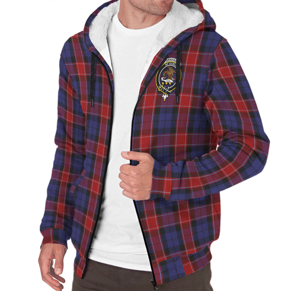 graham-of-menteith-red-tartan-sherpa-hoodie-with-family-crest