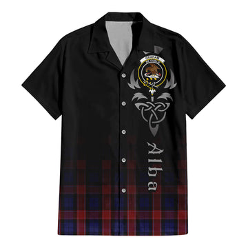 Graham of Menteith Red Tartan Short Sleeve Button Up Shirt Featuring Alba Gu Brath Family Crest Celtic Inspired