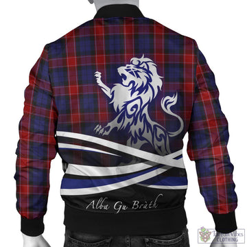 Graham of Menteith Red Tartan Bomber Jacket with Alba Gu Brath Regal Lion Emblem