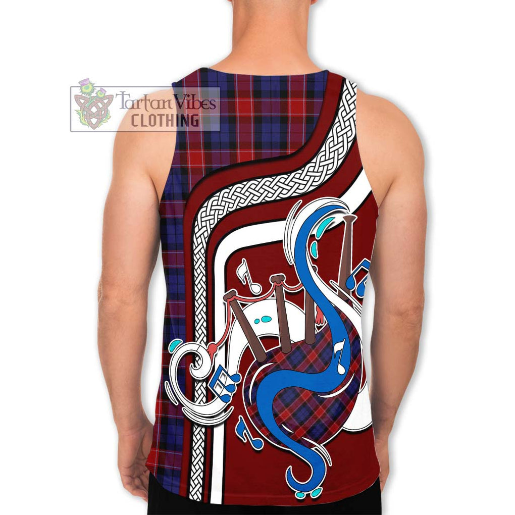 Graham of Menteith Red Tartan Men's Tank Top with Epic Bagpipe Style - Tartanvibesclothing Shop