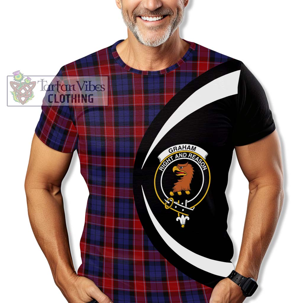 Tartan Vibes Clothing Graham of Menteith Red Tartan T-Shirt with Family Crest Circle Style