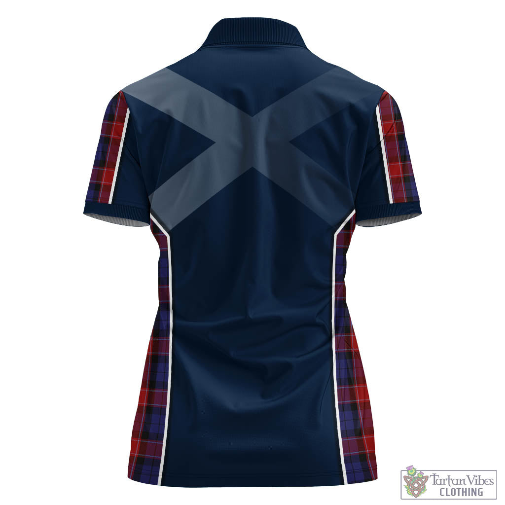 Tartan Vibes Clothing Graham of Menteith Red Tartan Women's Polo Shirt with Family Crest and Scottish Thistle Vibes Sport Style