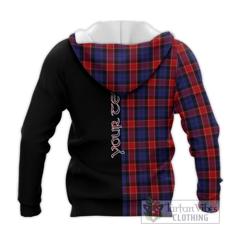 Graham of Menteith Red Tartan Knitted Hoodie with Family Crest and Half Of Me Style - Tartanvibesclothing Shop