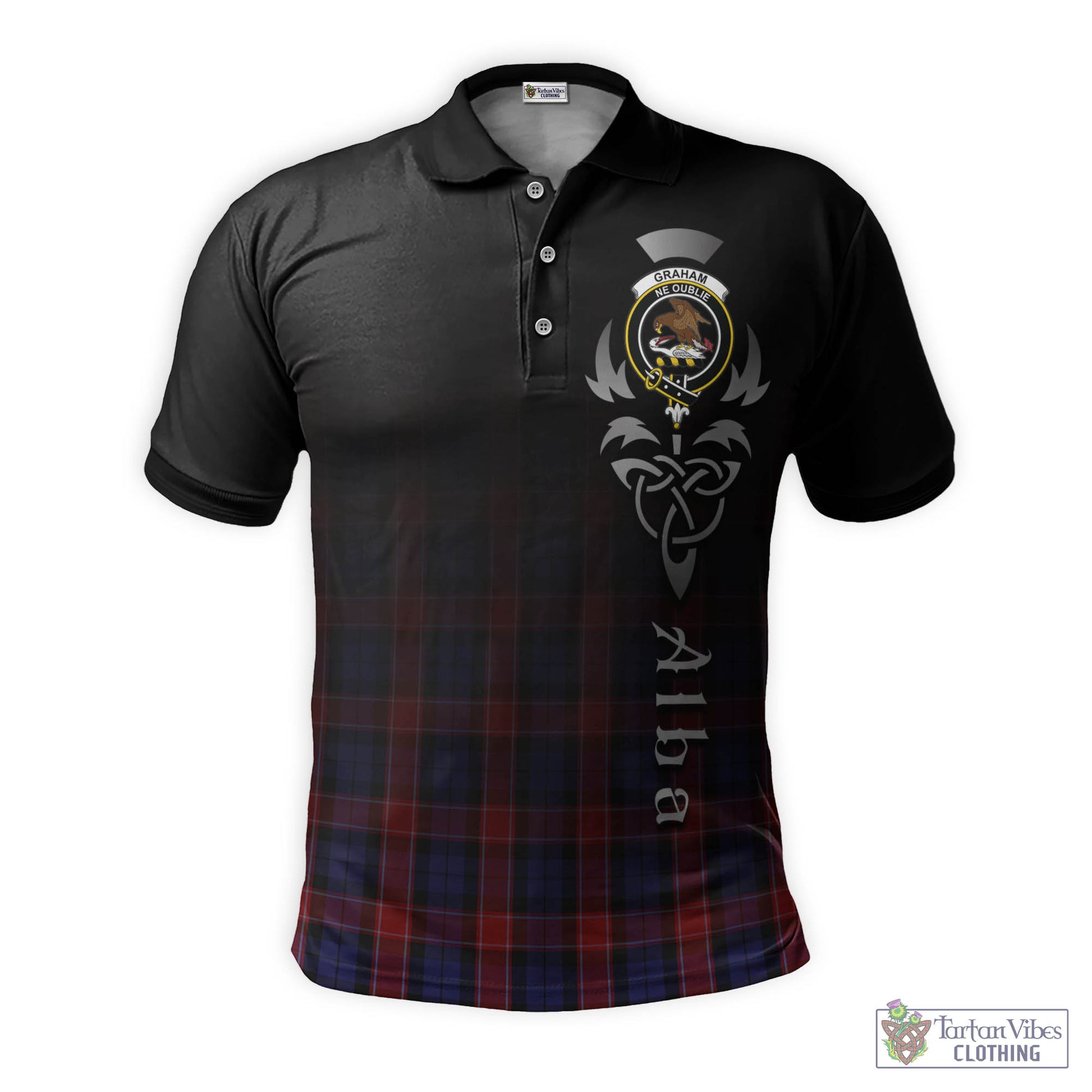 Tartan Vibes Clothing Graham of Menteith Red Tartan Polo Shirt Featuring Alba Gu Brath Family Crest Celtic Inspired