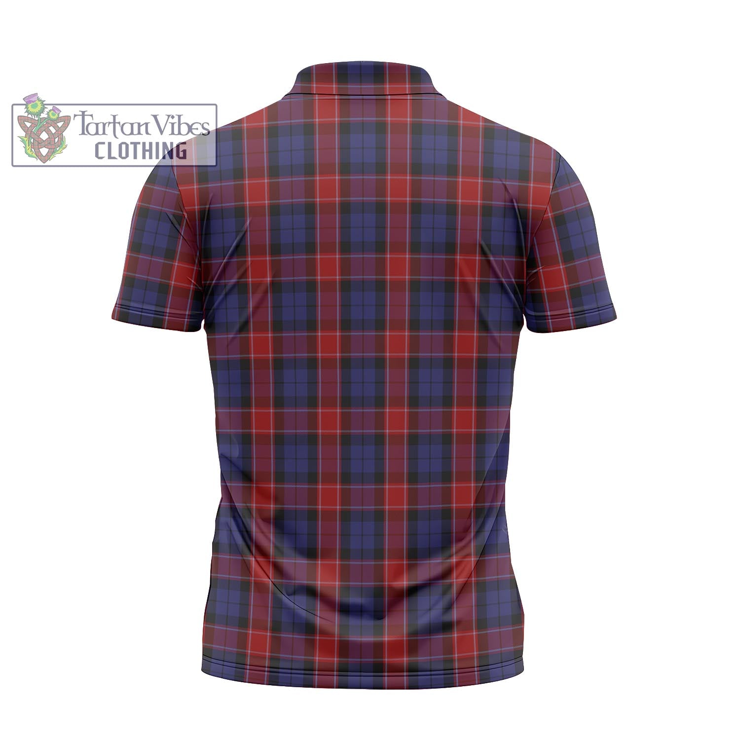 Tartan Vibes Clothing Graham of Menteith Red Tartan Zipper Polo Shirt with Family Crest