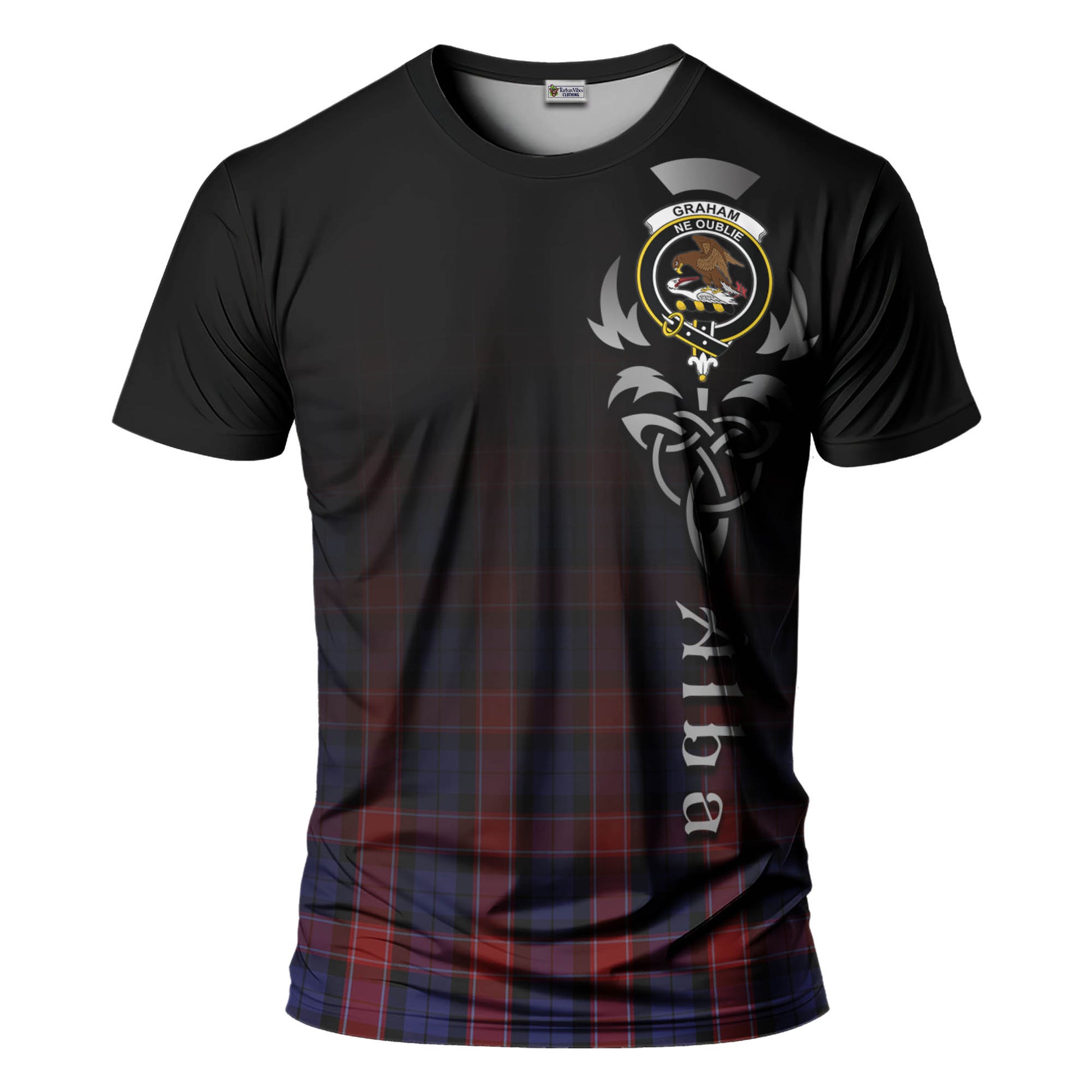 Tartan Vibes Clothing Graham of Menteith Red Tartan T-Shirt Featuring Alba Gu Brath Family Crest Celtic Inspired