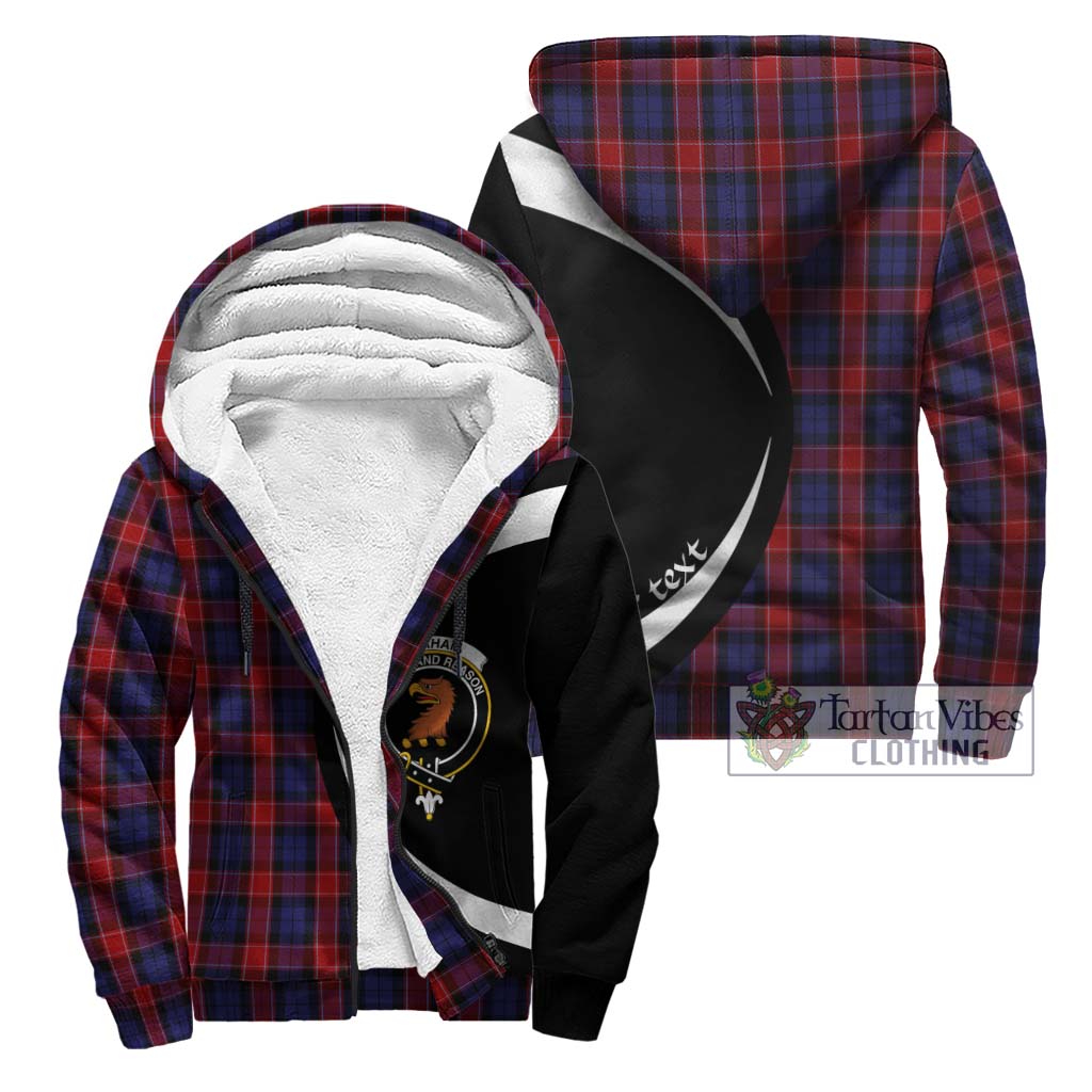 Graham of Menteith Red Tartan Sherpa Hoodie with Family Crest Circle Style Unisex - Tartan Vibes Clothing