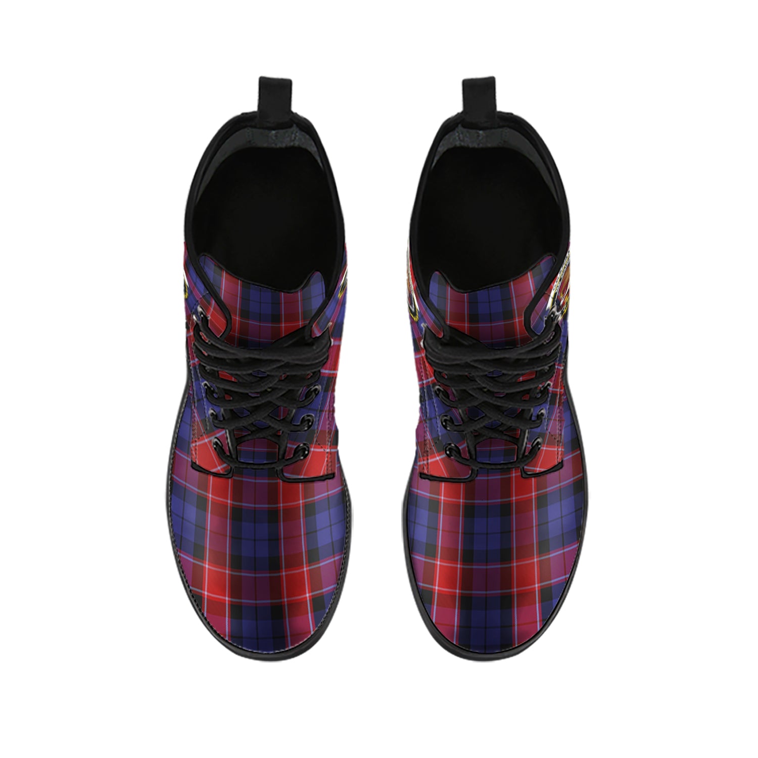 graham-of-menteith-red-tartan-leather-boots-with-family-crest