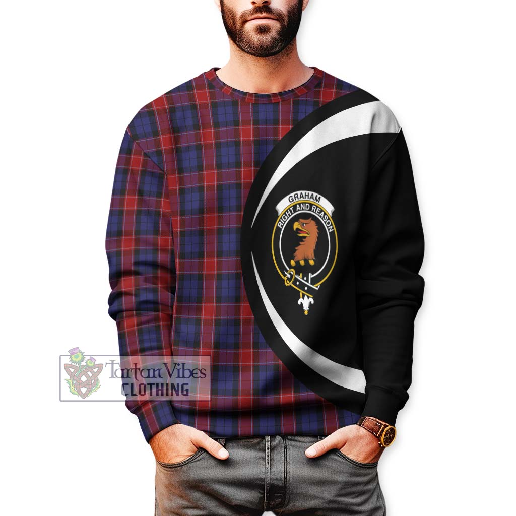 Graham of Menteith Red Tartan Sweatshirt with Family Crest Circle Style - Tartan Vibes Clothing