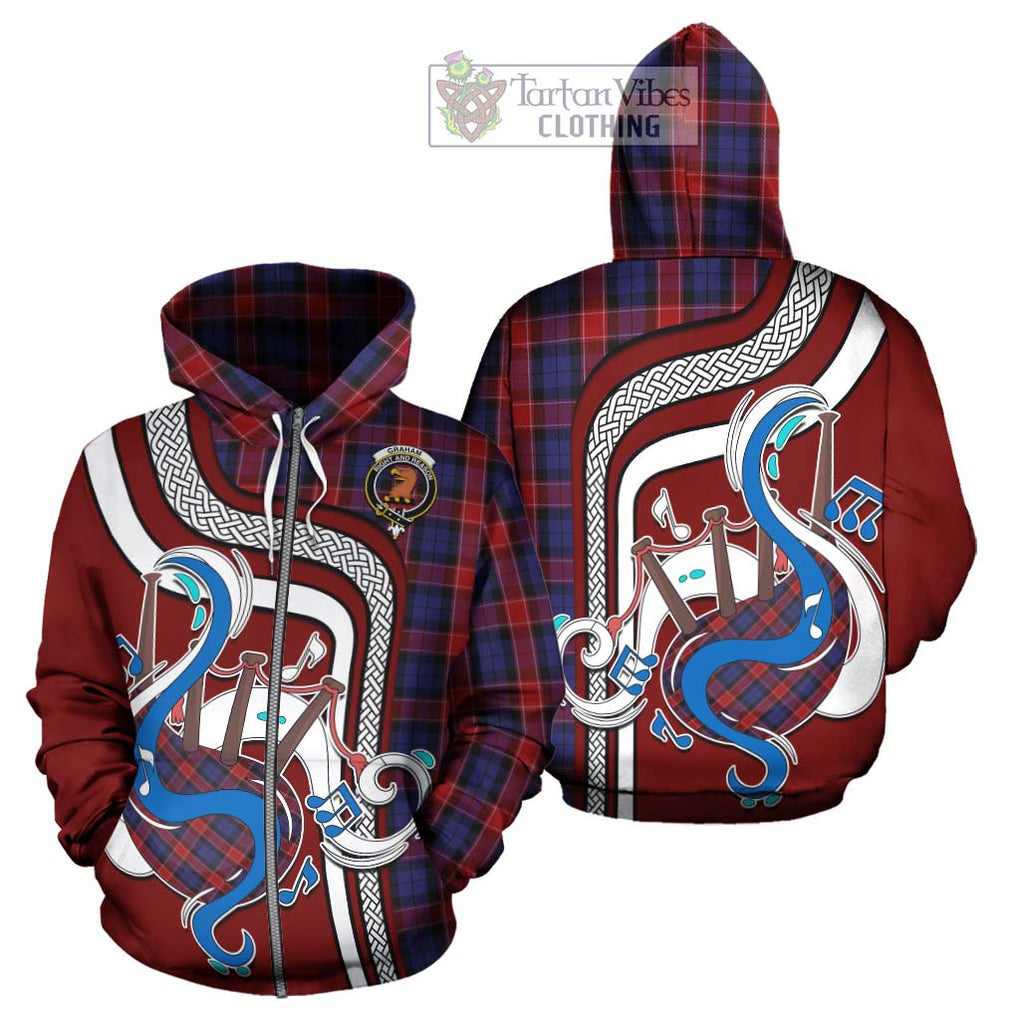 Graham of Menteith Red Tartan Hoodie with Epic Bagpipe Style - Tartanvibesclothing Shop