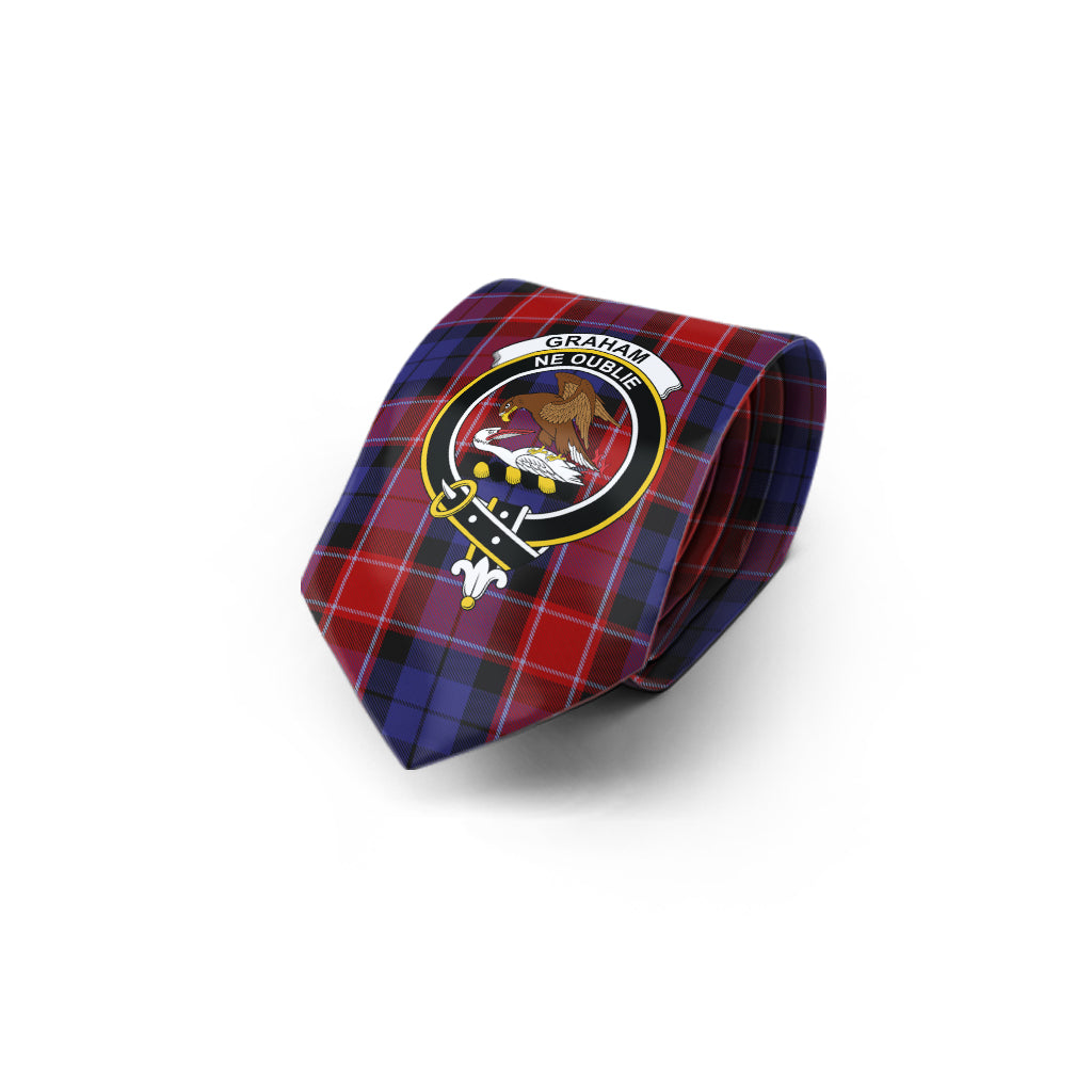 Graham of Menteith Red Tartan Classic Necktie with Family Crest - Tartan Vibes Clothing