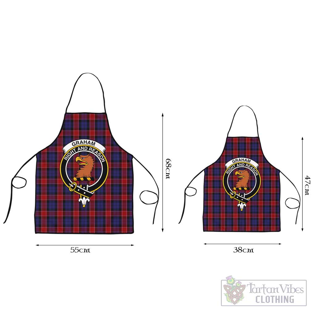 Graham of Menteith Red Tartan Apron with Family Crest Black L 55x68 cm - Tartan Vibes Clothing