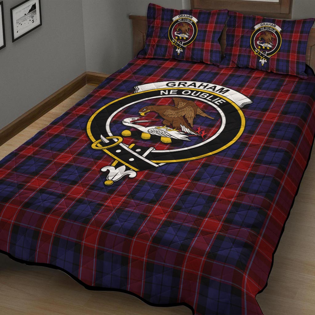 Graham of Menteith Red Tartan Quilt Bed Set with Family Crest - Tartan Vibes Clothing