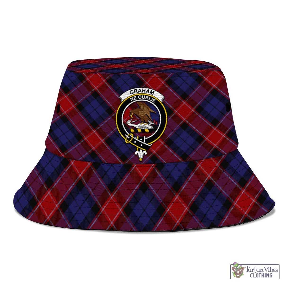 Tartan Vibes Clothing Graham of Menteith Red Tartan Bucket Hat with Family Crest