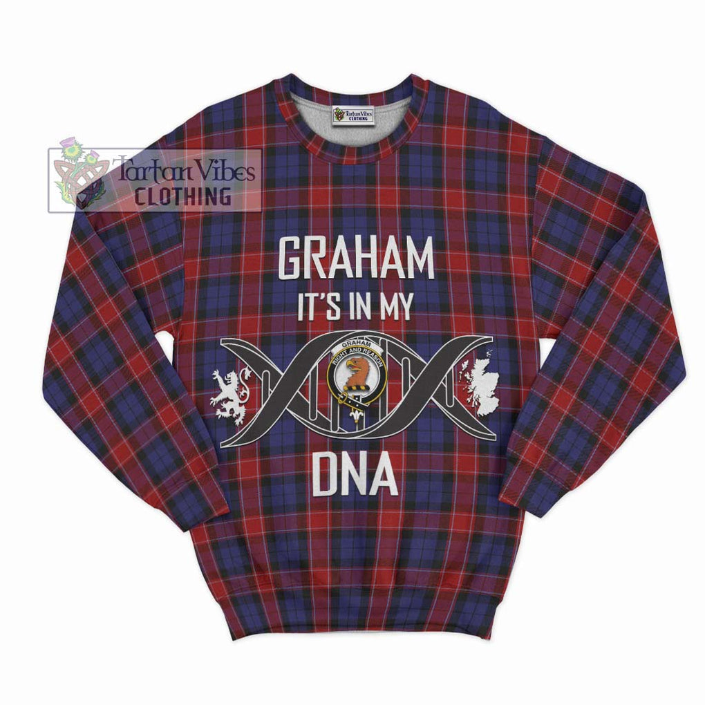 Graham of Menteith Red Tartan Sweatshirt with Family Crest DNA In Me Style - Tartanvibesclothing Shop