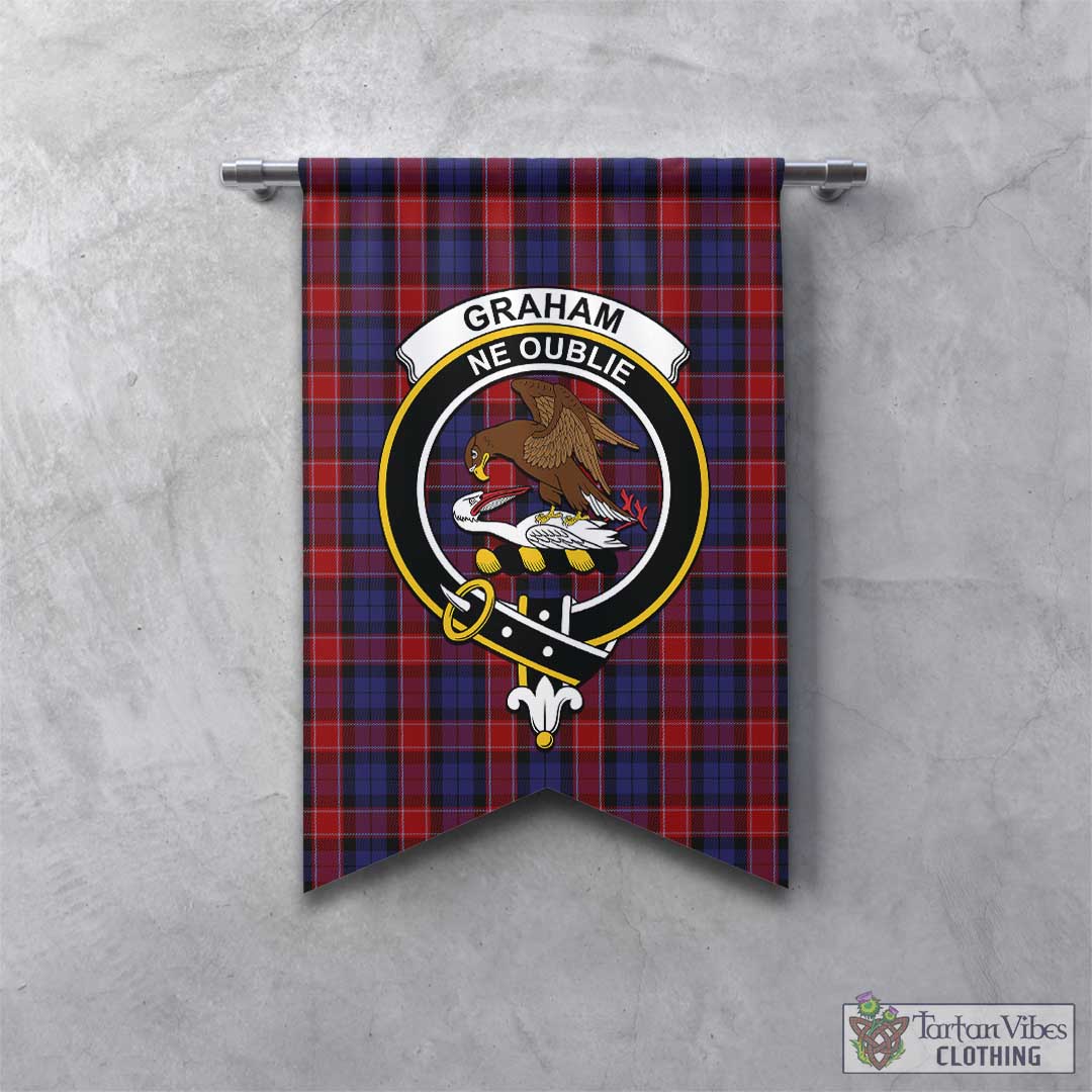 Tartan Vibes Clothing Graham of Menteith Red Tartan Gonfalon, Tartan Banner with Family Crest