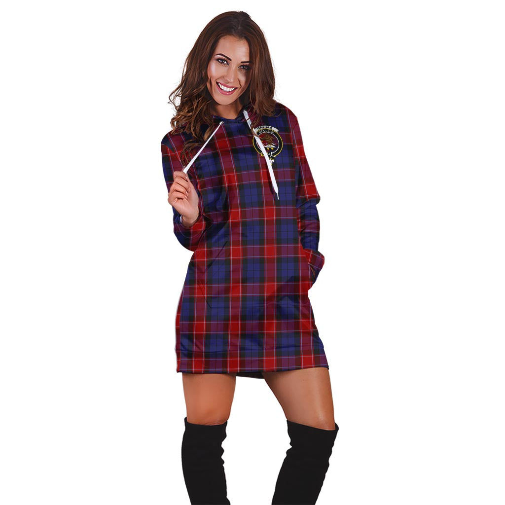 Graham of Menteith Red Tartan Hoodie Dress with Family Crest - Tartan Vibes Clothing