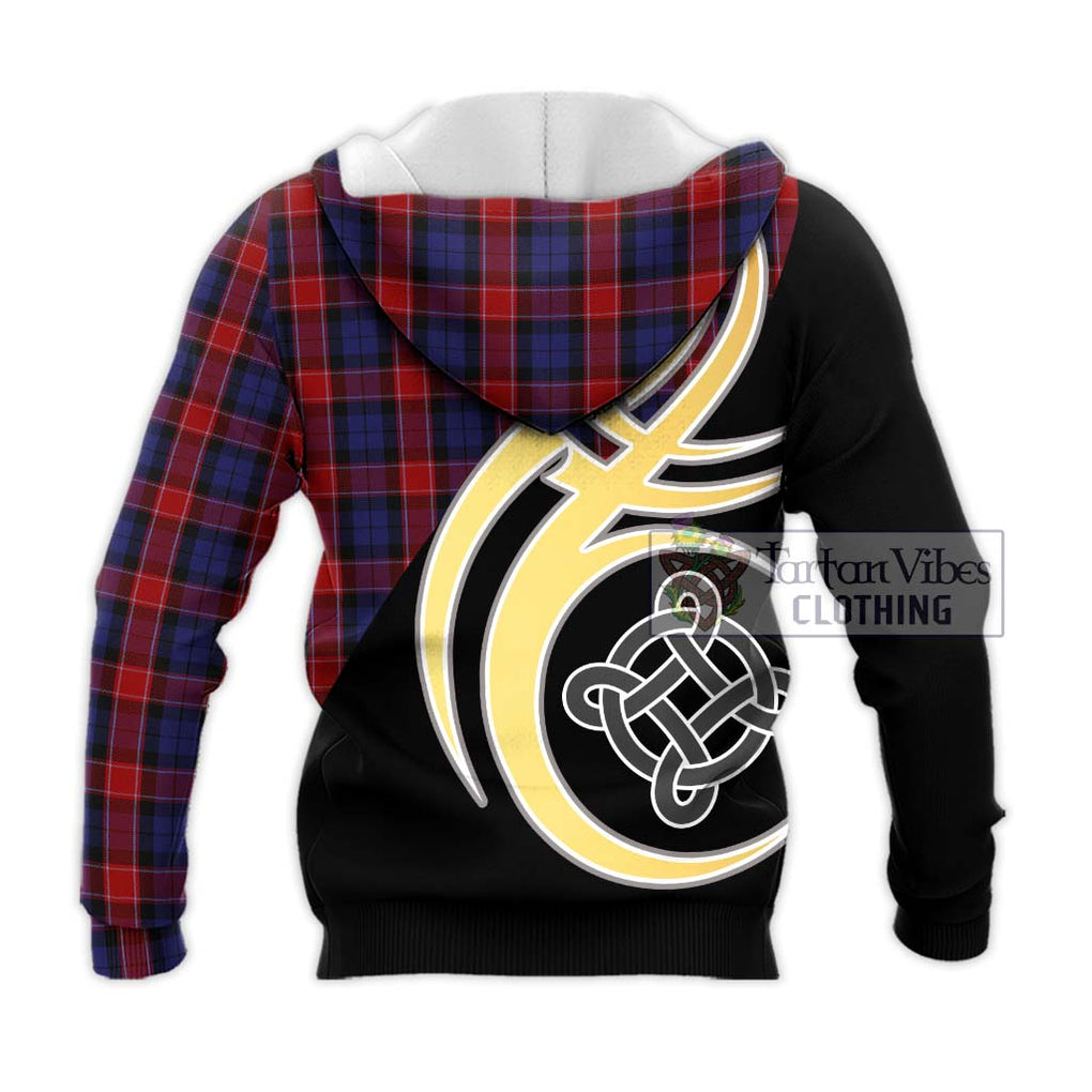 Graham of Menteith Red Tartan Knitted Hoodie with Family Crest and Celtic Symbol Style - Tartan Vibes Clothing