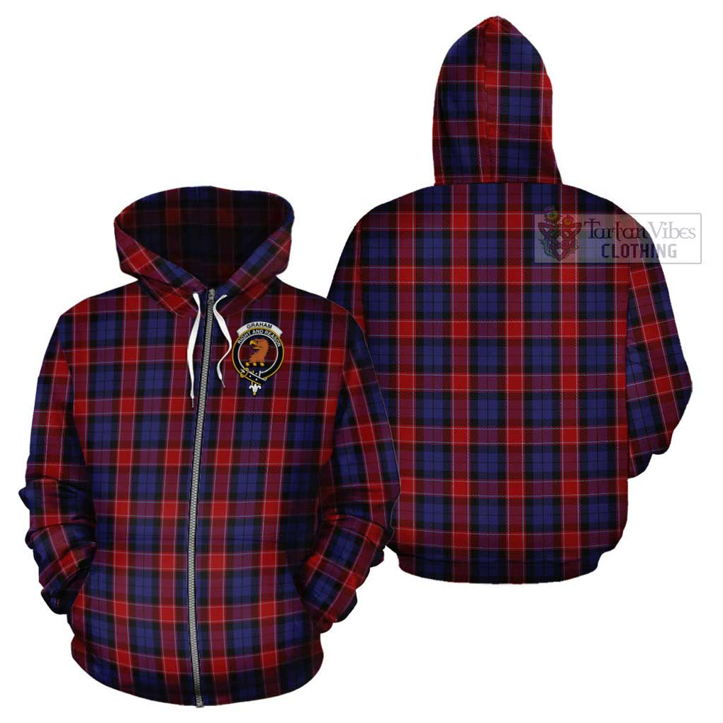 Graham of Menteith Red Tartan Cotton Hoodie with Family Crest Zip Hoodie - Tartan Vibes Clothing