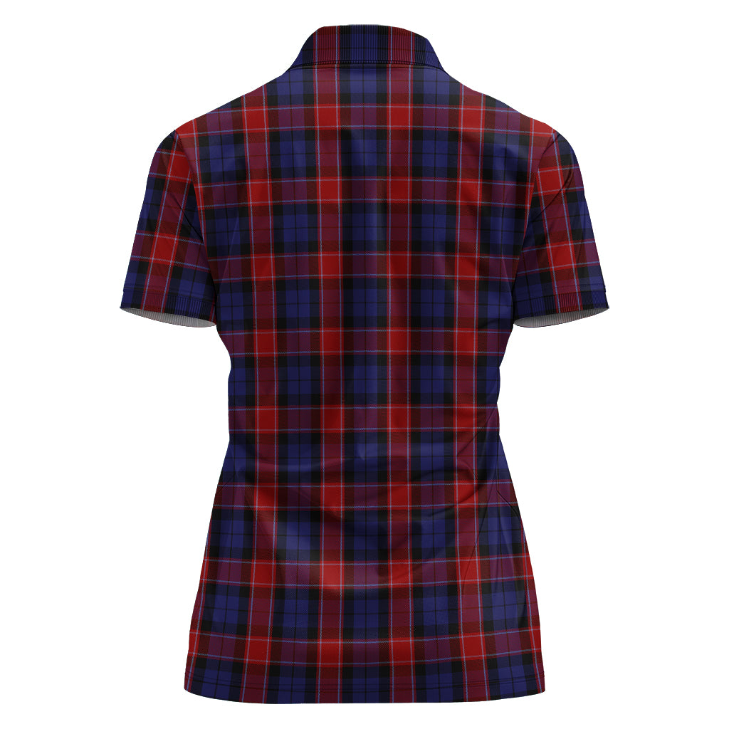 Graham of Menteith Red Tartan Polo Shirt with Family Crest For Women - Tartan Vibes Clothing