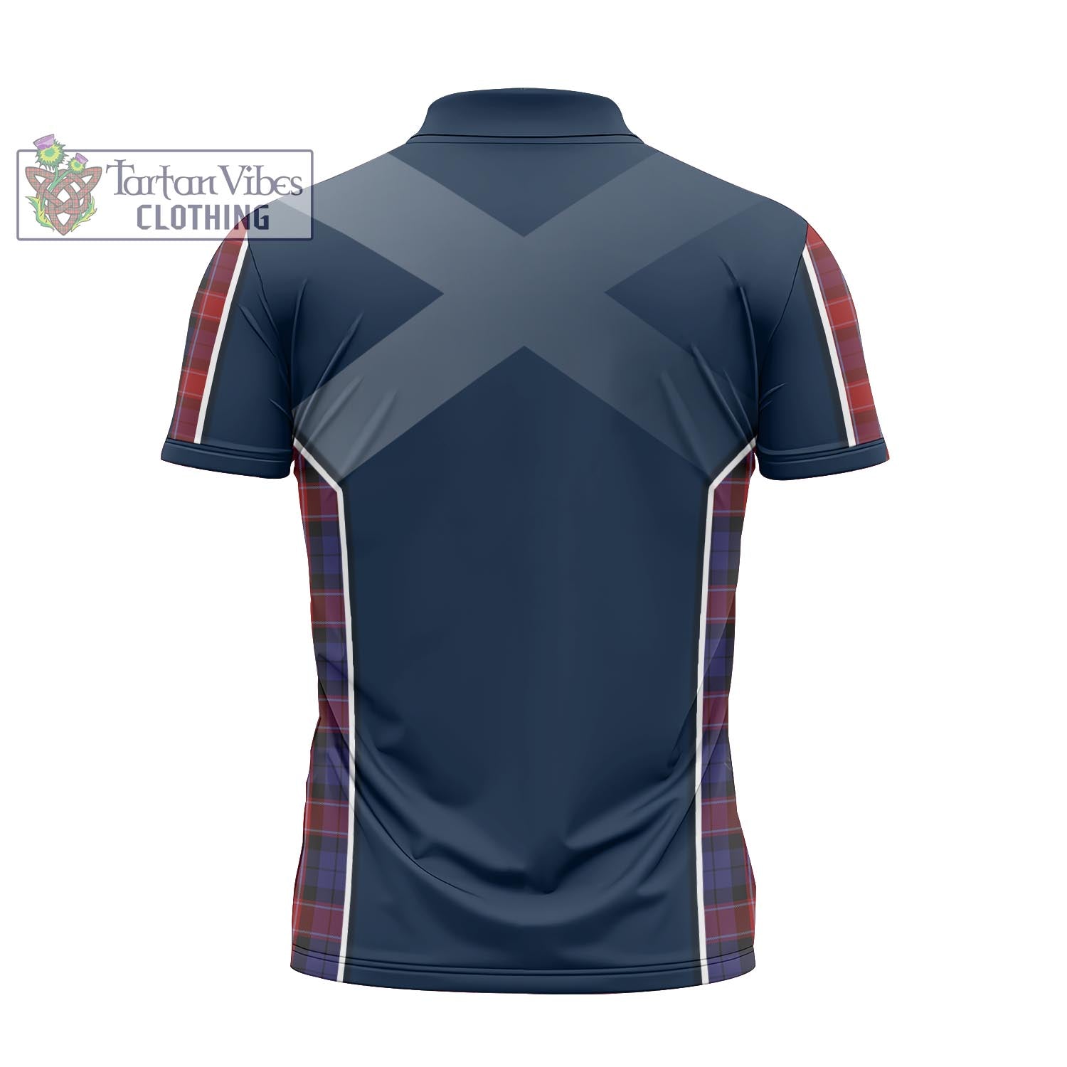 Tartan Vibes Clothing Graham of Menteith Red Tartan Zipper Polo Shirt with Family Crest and Scottish Thistle Vibes Sport Style