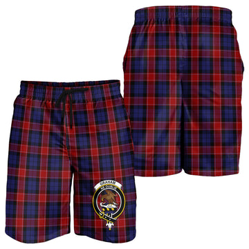 Graham of Menteith Red Tartan Mens Shorts with Family Crest