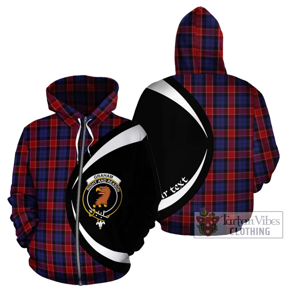 Tartan Vibes Clothing Graham of Menteith Red Tartan Hoodie with Family Crest Circle Style