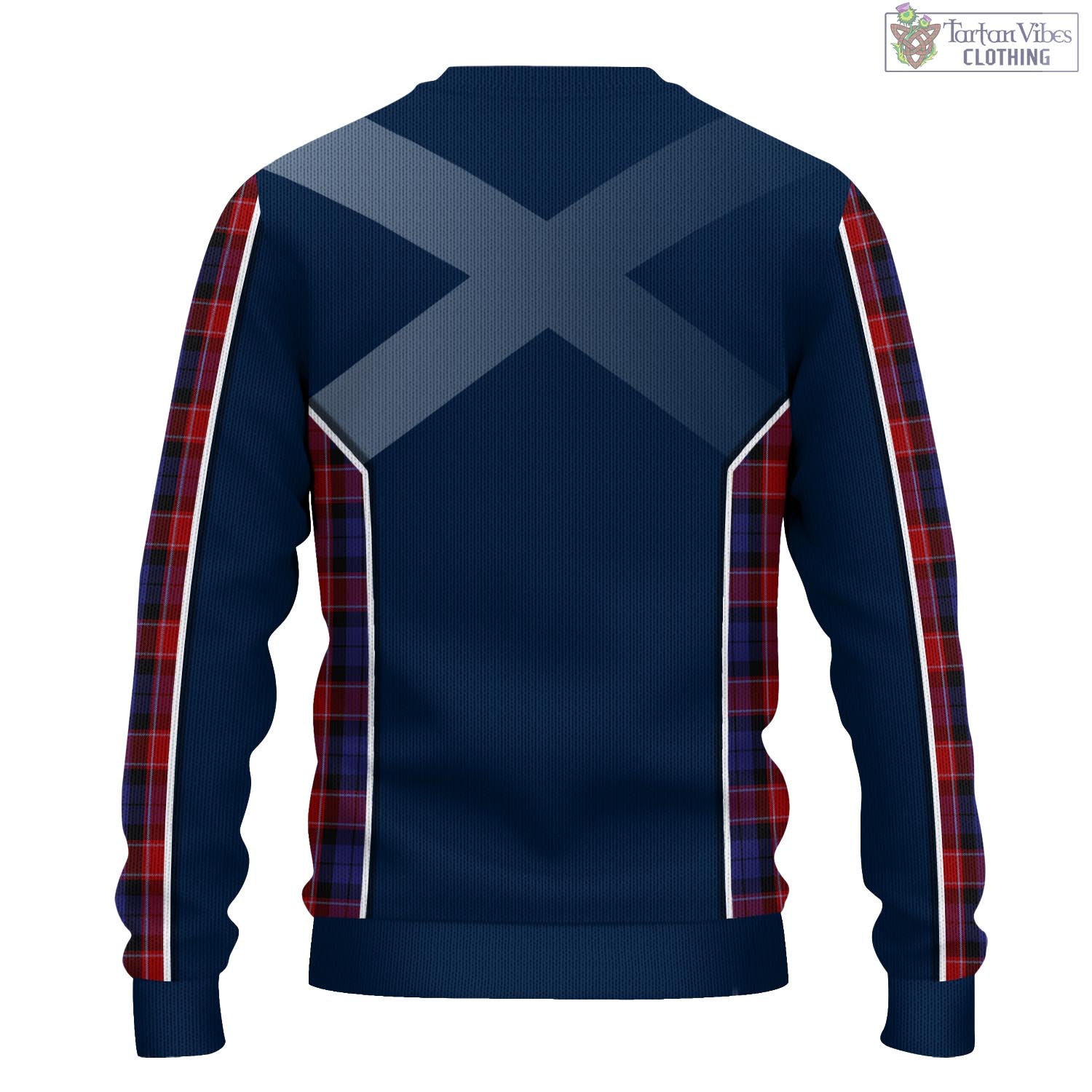 Tartan Vibes Clothing Graham of Menteith Red Tartan Knitted Sweatshirt with Family Crest and Scottish Thistle Vibes Sport Style