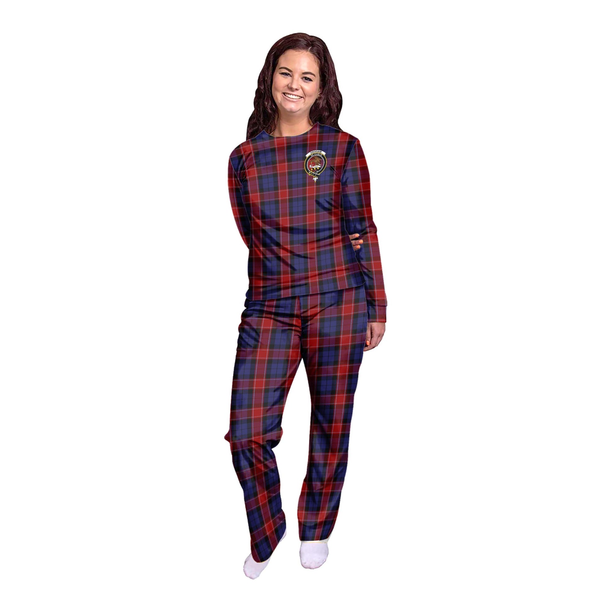 Graham of Menteith Red Tartan Pajamas Family Set with Family Crest - Tartan Vibes Clothing