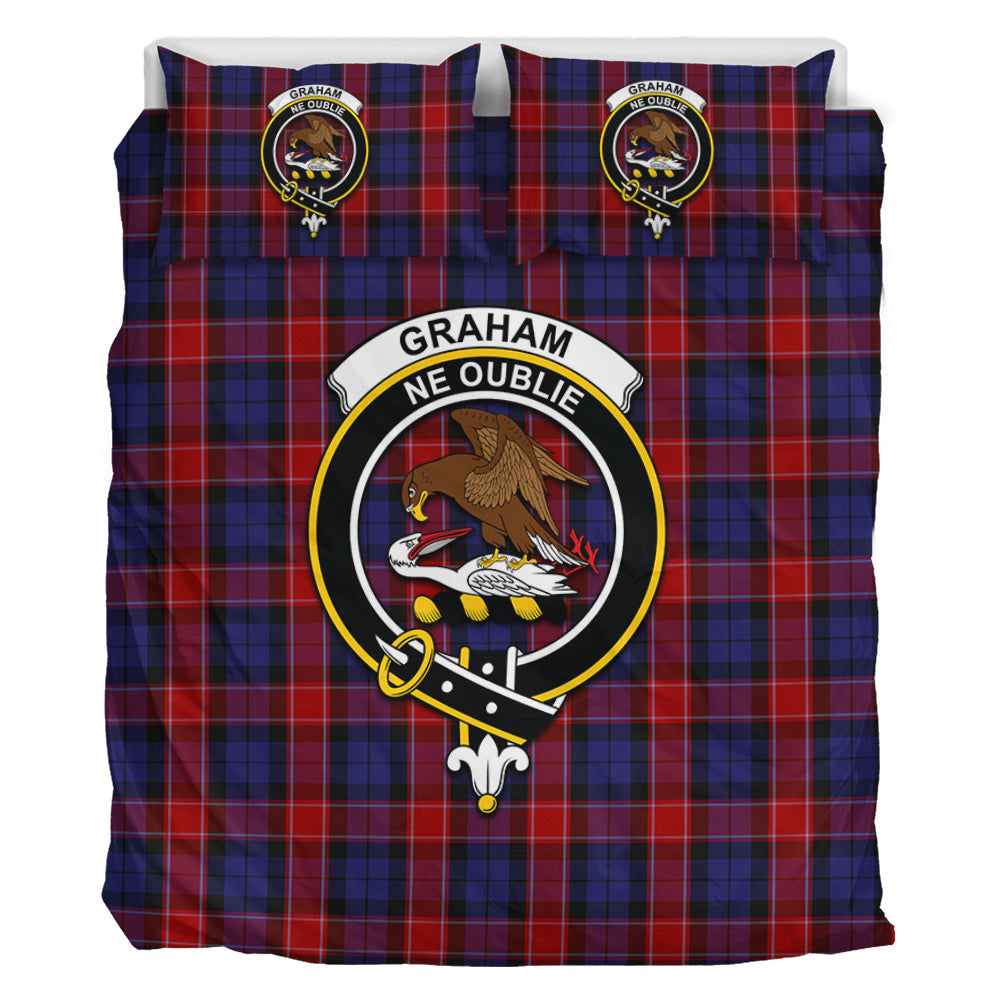 Graham of Menteith Red Tartan Bedding Set with Family Crest - Tartan Vibes Clothing