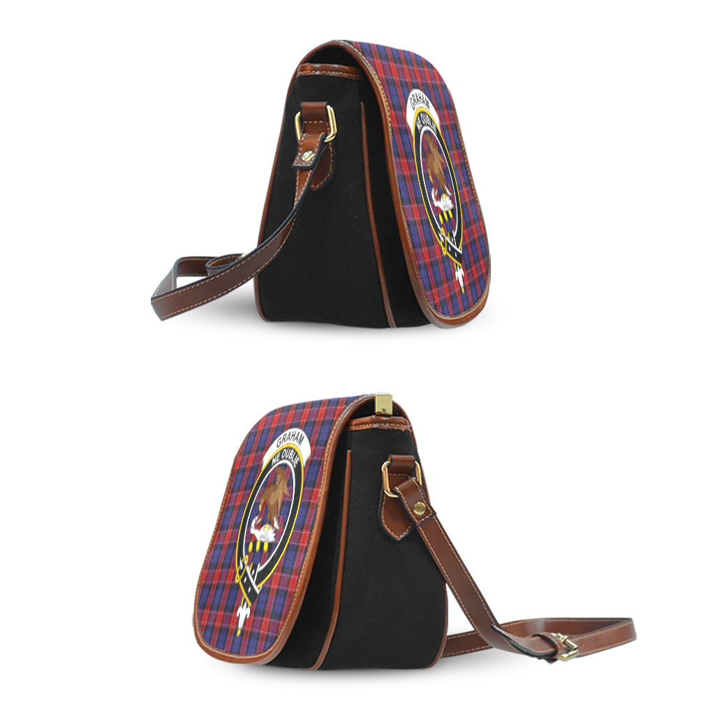 Graham of Menteith Red Tartan Saddle Bag with Family Crest - Tartan Vibes Clothing