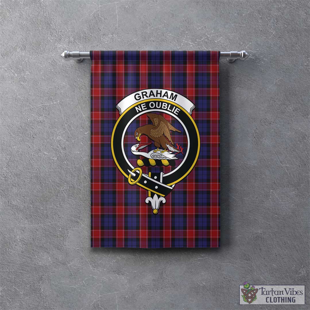 Tartan Vibes Clothing Graham of Menteith Red Tartan Gonfalon, Tartan Banner with Family Crest