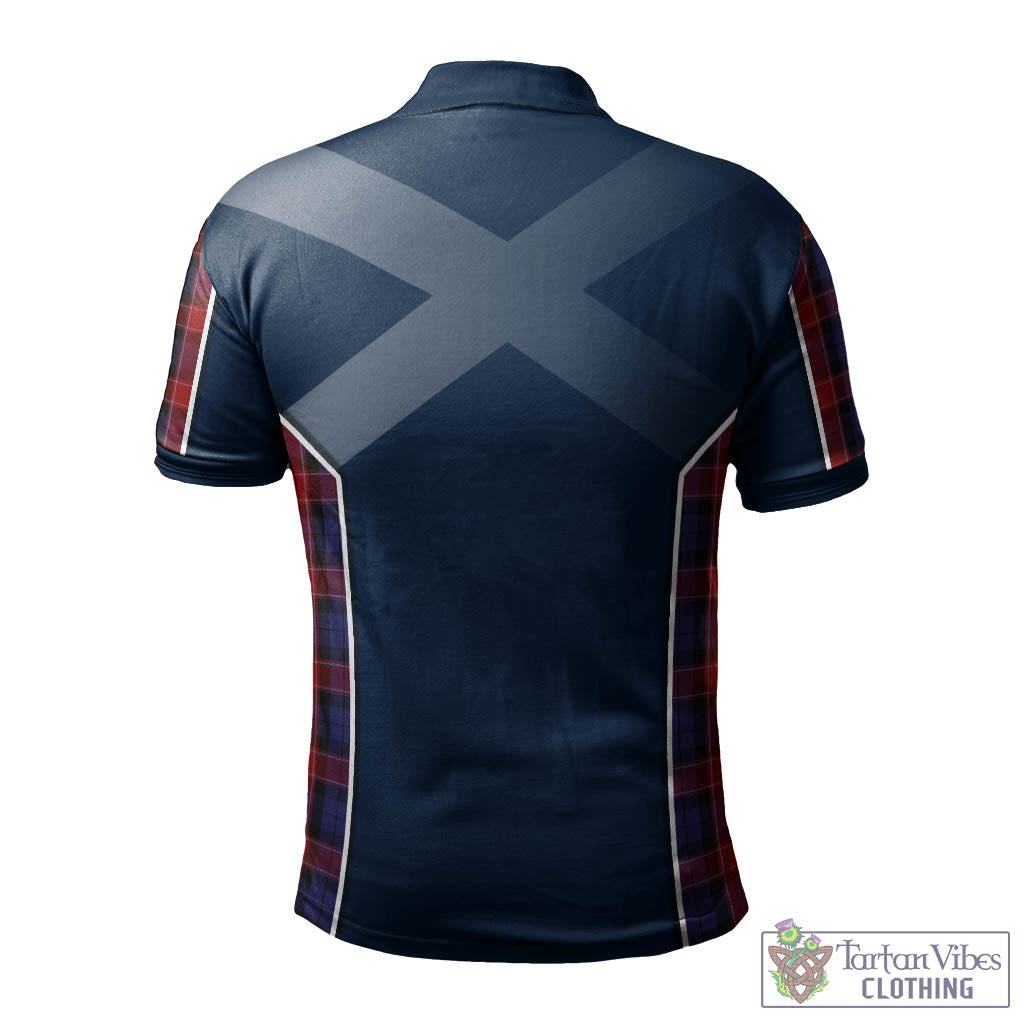 Graham of Menteith Red Tartan Men's Polo Shirt with Family Crest and Scottish Thistle Vibes Sport Style - Tartan Vibes Clothing