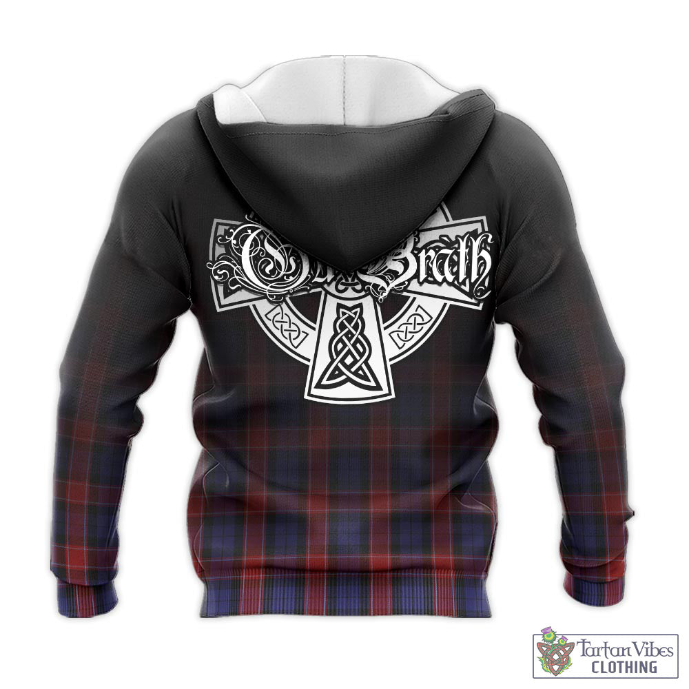 Tartan Vibes Clothing Graham of Menteith Red Tartan Knitted Hoodie Featuring Alba Gu Brath Family Crest Celtic Inspired