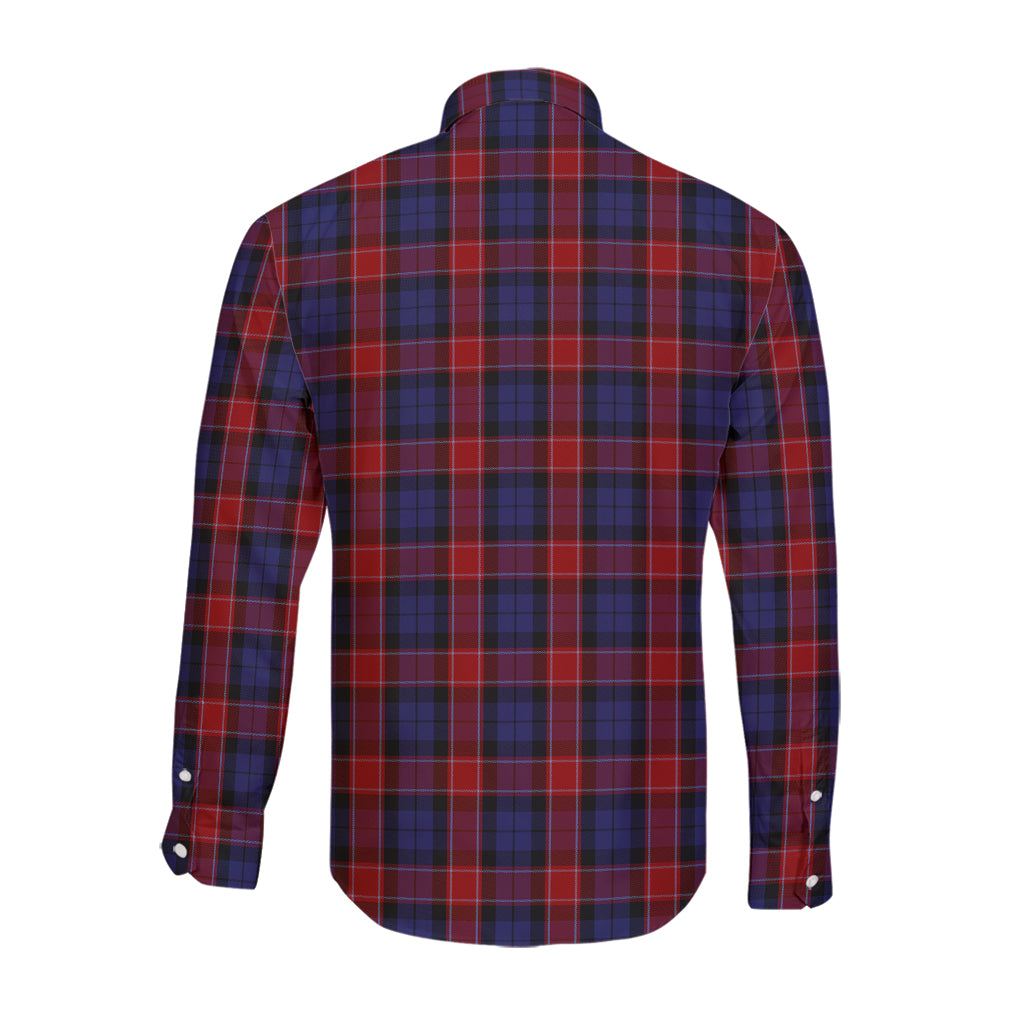 graham-of-menteith-red-tartan-long-sleeve-button-up-shirt-with-family-crest