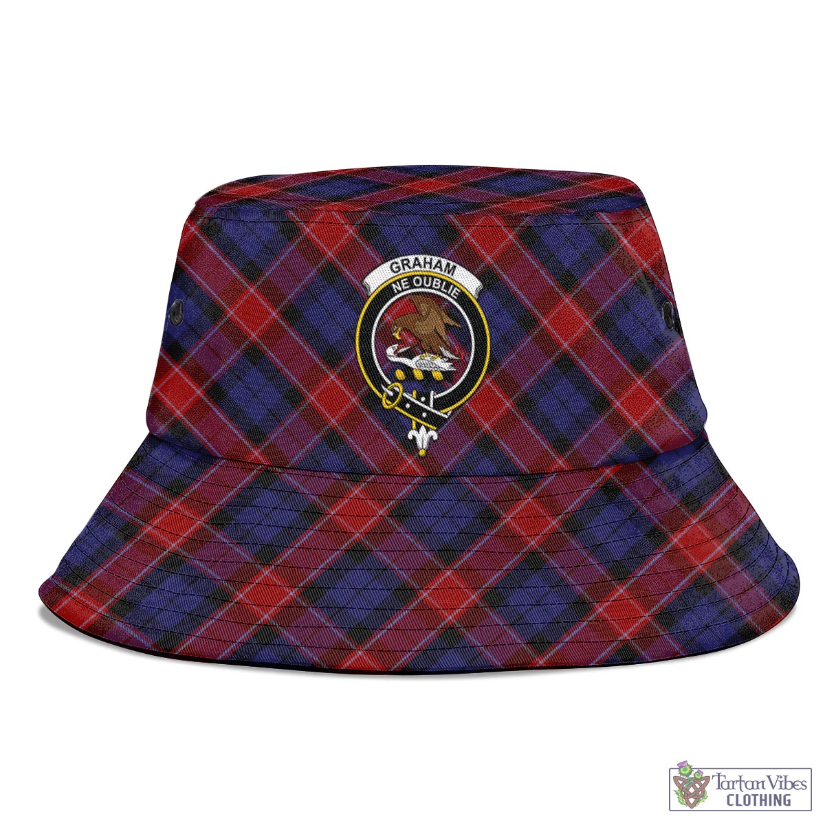 Tartan Vibes Clothing Graham of Menteith Red Tartan Bucket Hat with Family Crest